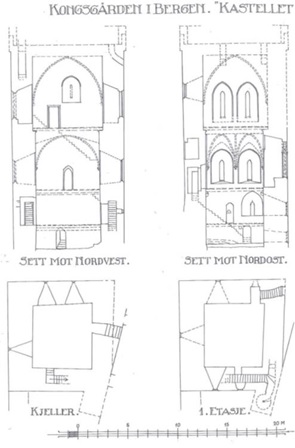Gerhard Fischers rekonstruksjon av middelaldertårnet i 1939