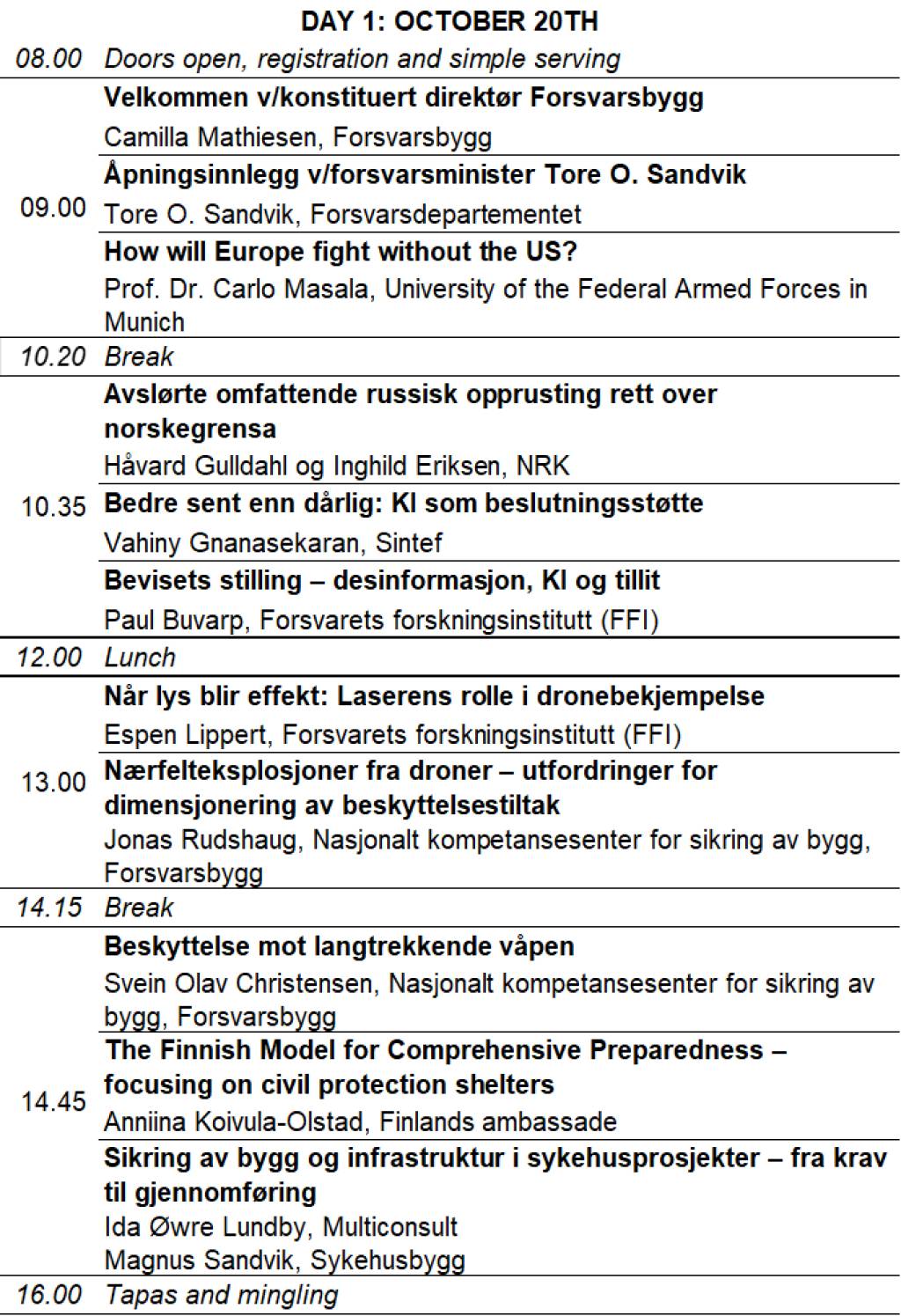 Program dag 1 ENG