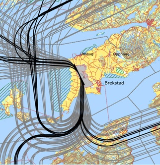 Kart som viser utflygningstraseer på Ørland