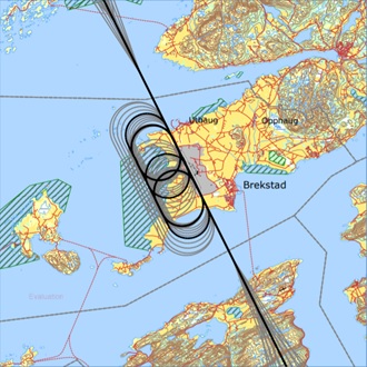 Kart som viser landingstraseer på Ørland